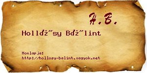 Hollósy Bálint névjegykártya